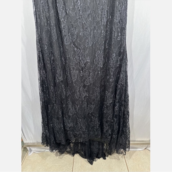NWT Mac‎ Duggal [ 20W ] Wrap-over Long Sleeve Lace Applique Trumpet Gown Black - Picture 10 of 14